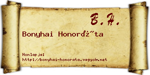 Bonyhai Honoráta névjegykártya